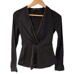 Armani Exchange Sm Black Zipper Long Sleeve Top‎